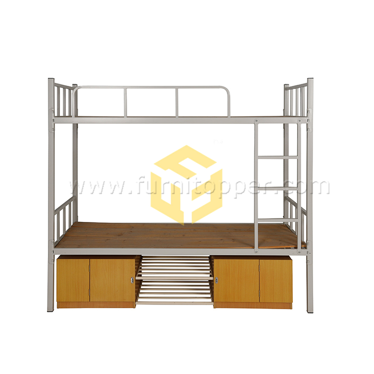 Steel Double Bunk Bed with Wooden Cabinets