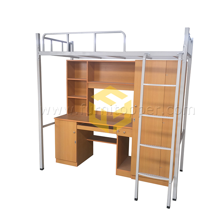 Steel Double Bunk Bed with Wooden Cabinets