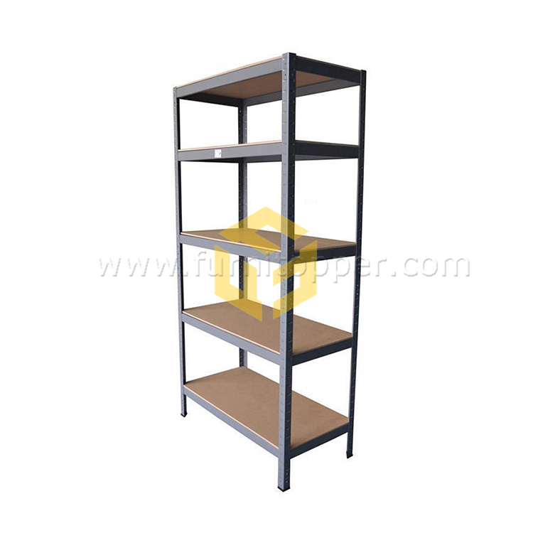 Rivet Steel Storage Rack with Wooden Shelves